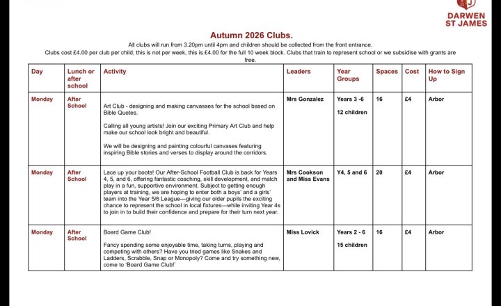 Image of Autumn Clubs