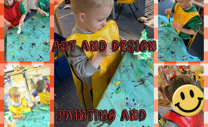 Image of Reception Class - Art and Design - Painting and Decorating Christmas Trees