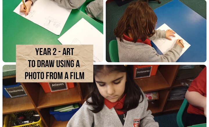 Image of Year 2 Art: Drawing Using a Photo From a Video