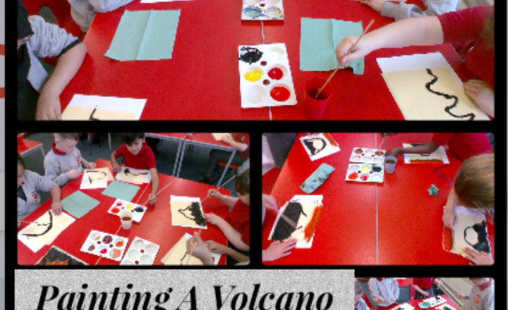 Image of Year 3 Art - Using Hot Colours To Paint A Volcano Landscape