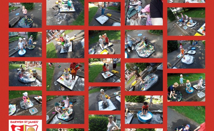 Image of Nursery-Pre-School-Outdoor Environment-Splashing In The Sun