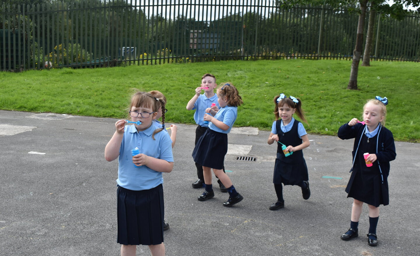 Image of Year 2 bubble enjoying their bubbles