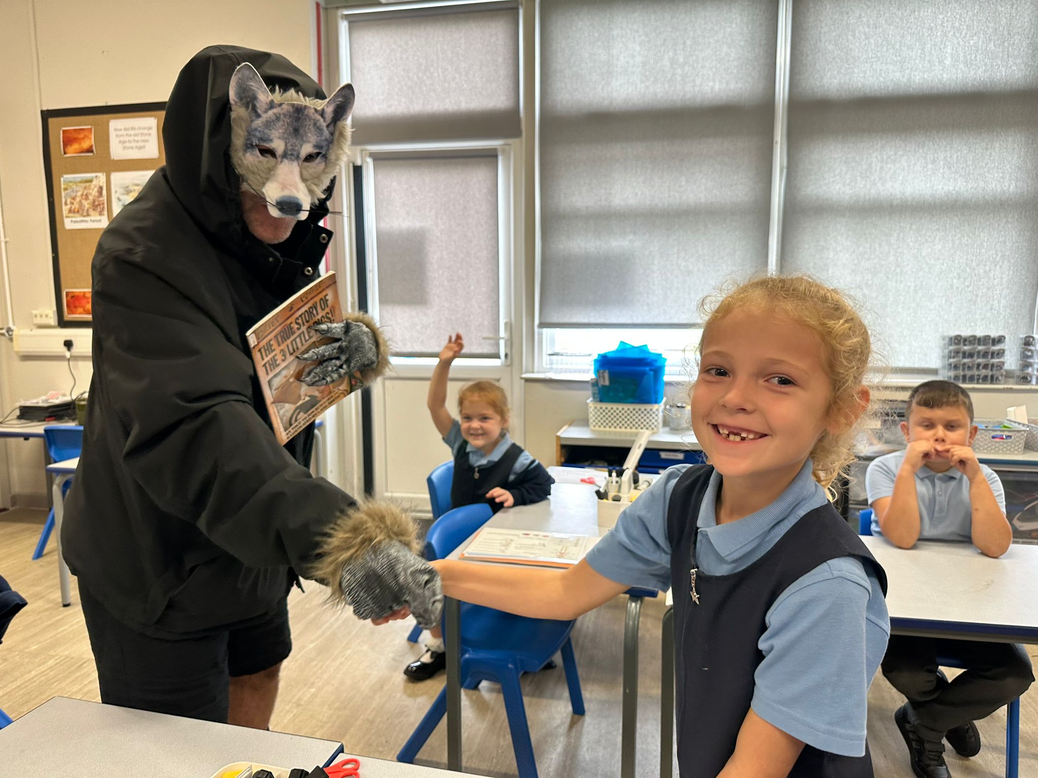 Image of Mr Wolf popped in to visit Year 3