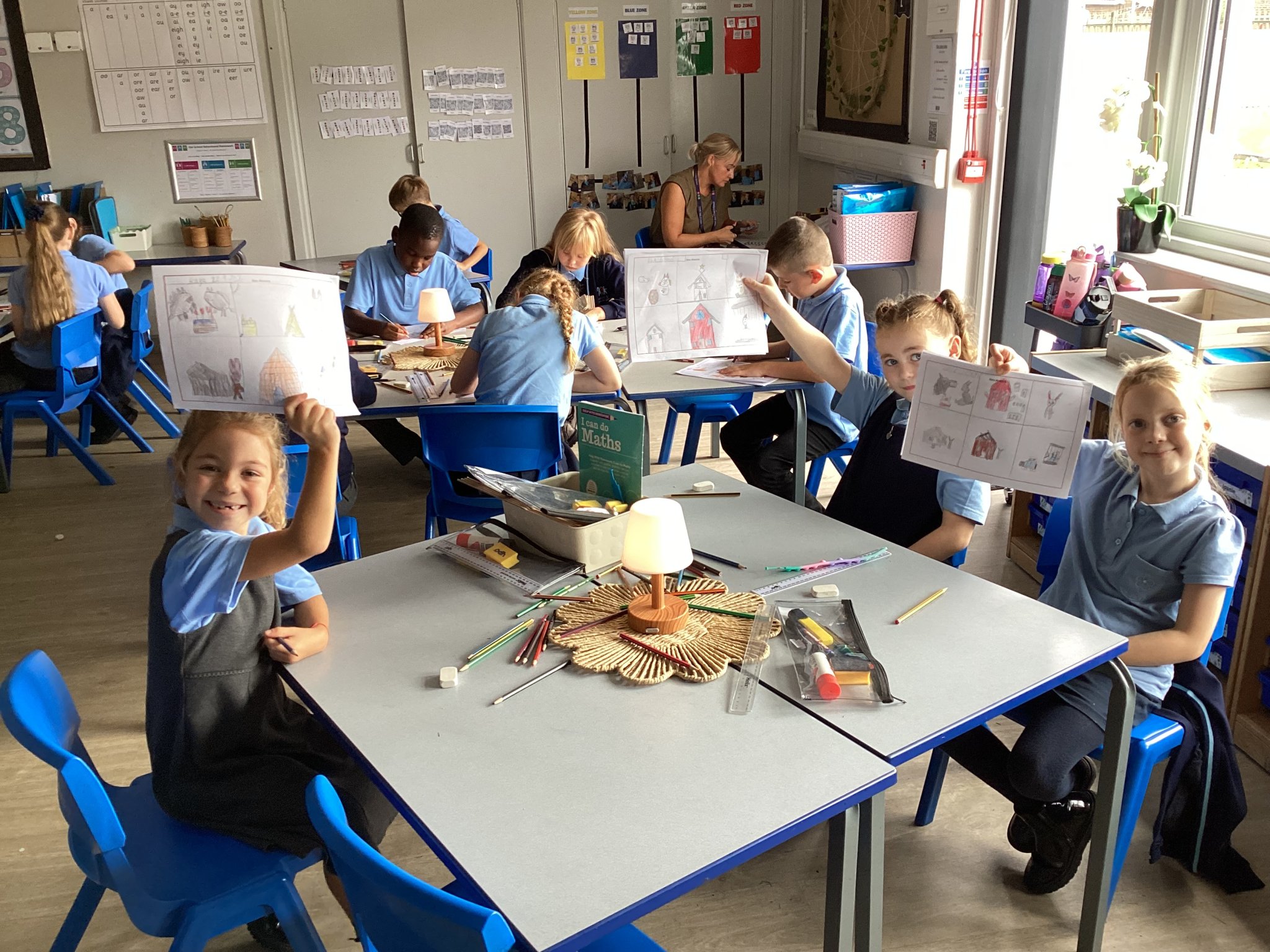 Image of Storyboards in prep for our independent writing of ‘The True Story of the Three Little Pigs’