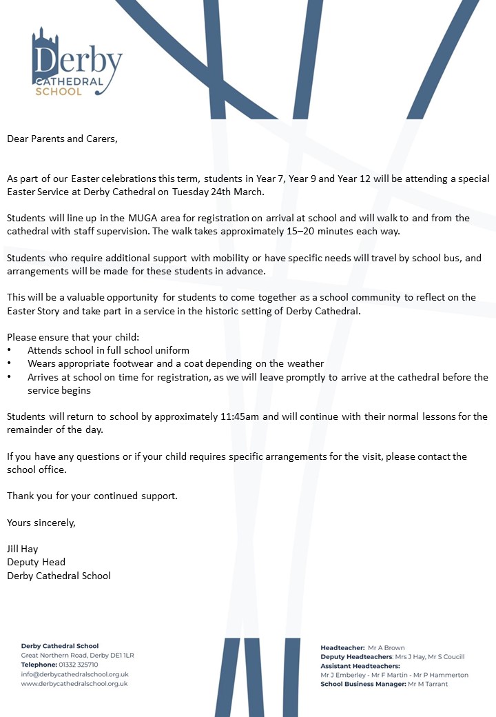 Image of Derby Cathedral Easter Service - Tuesday 24th March