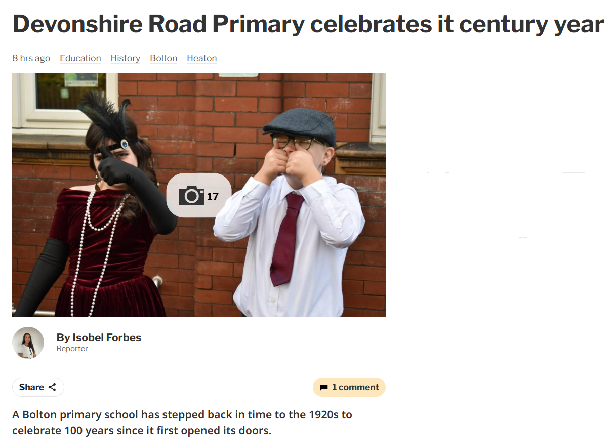 Image of Bolton News Article