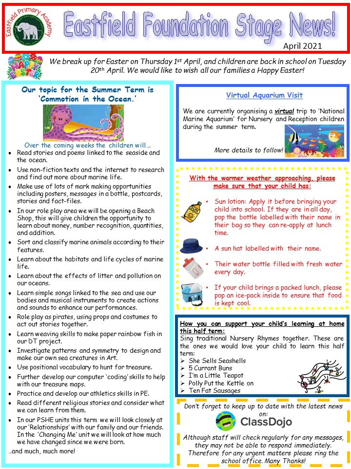 Image of Eastfield Nursery & Reception Newsletter Summer 2021