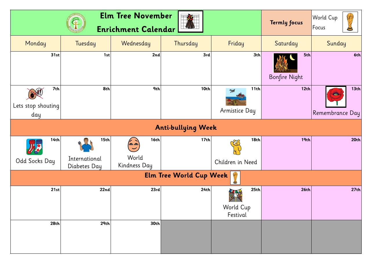Image of Our Monthly Calendar