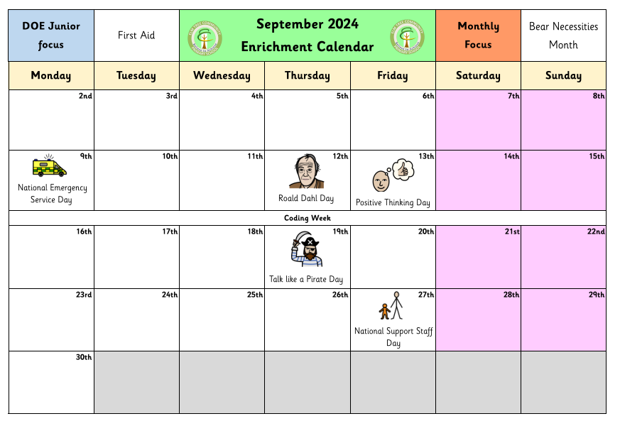 Image of Our Monthly Calendar