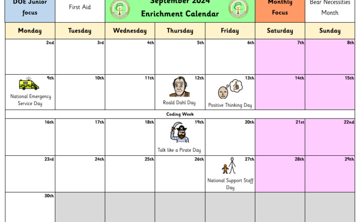 Image of Our Monthly Calendar