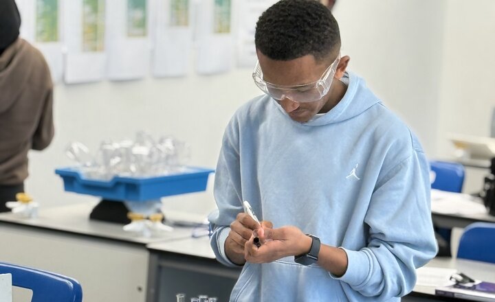 Year 13 during their practical A-Level biology test