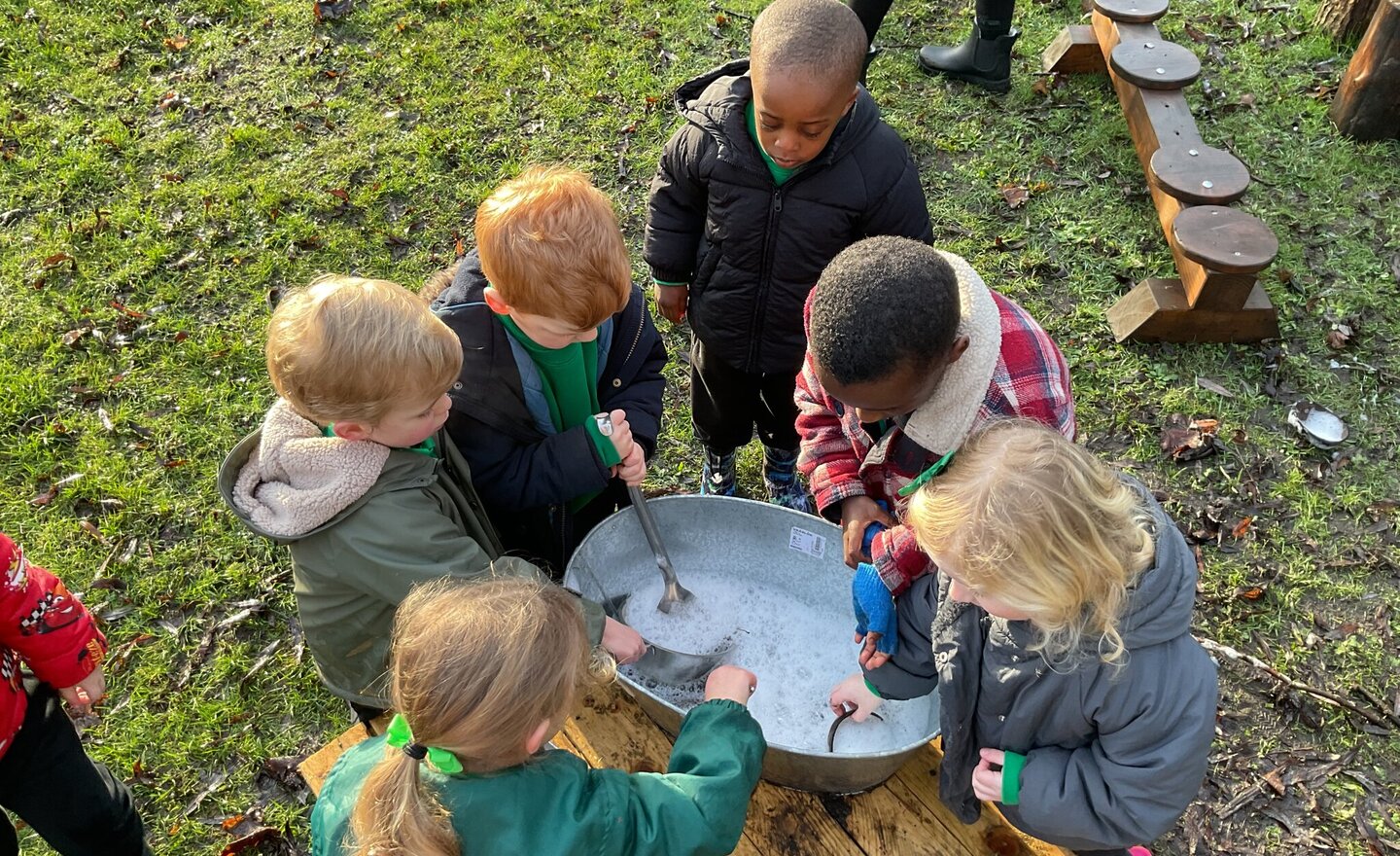 Image of Building Relationships Outdoors in Nursery