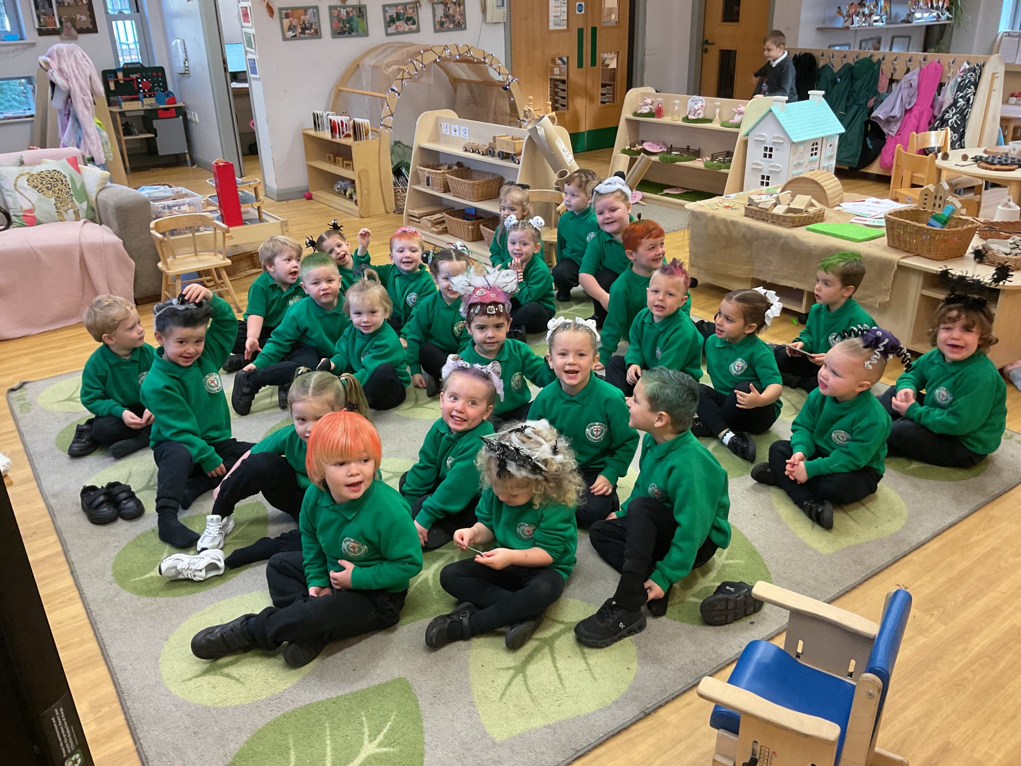 Image of Halloween Crazy Hair Day in Nursery A