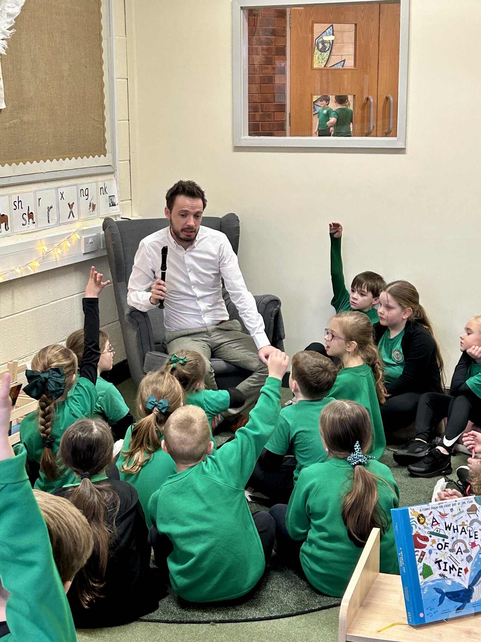 Image of Year 3 learning to play recorder