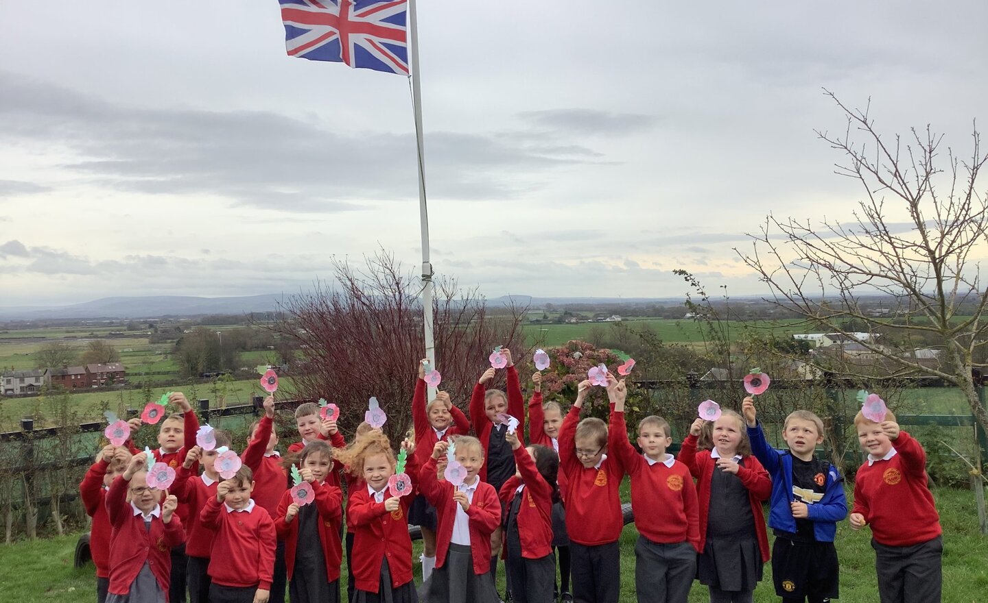 Image of At the flagpole