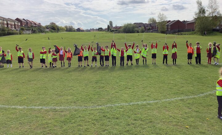 Image of Year 2 litter picking in the community! 