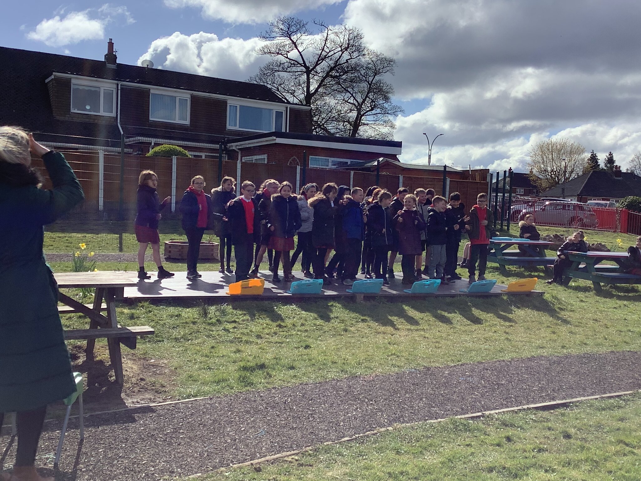 Image of KS2 shone in the sun during their outdoor music concert!