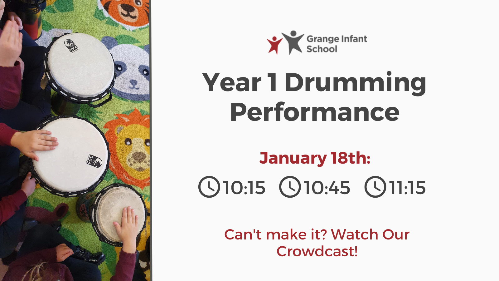 Image of Grange Infants Year 1 Drum Performances