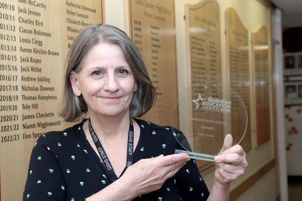 Image of Mrs Evans Honoured with 'Unsung Hero Award' at Warrington Guardian Education Awards 2024