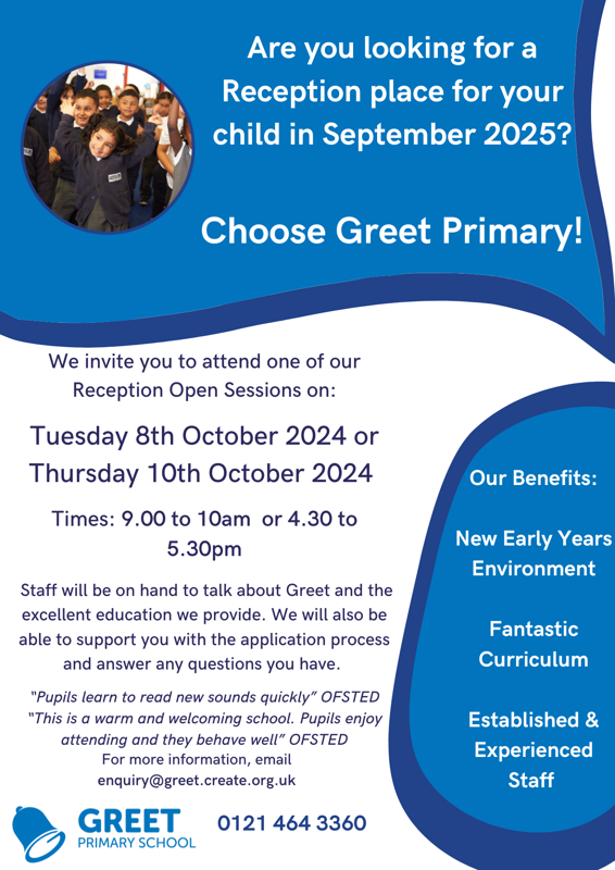 Image of Is your child starting school next September? Come along to one of our Reception Open Sessions before you apply.