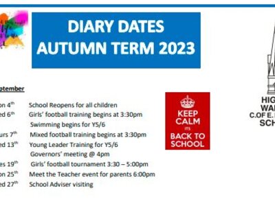 Image of Dates for your diary - Autumn term 2023