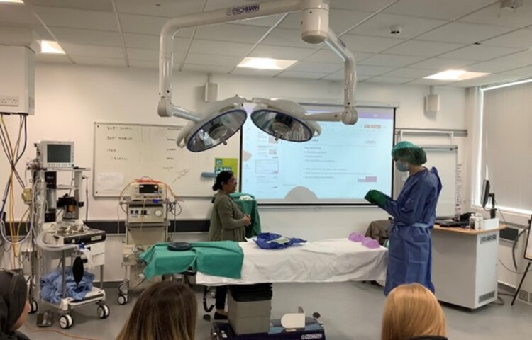 Image of students in university operating theatre