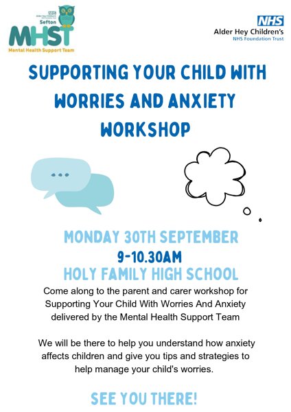 Image of Parenting an anxious child workshop - Mon 30th September 9.00-10.30