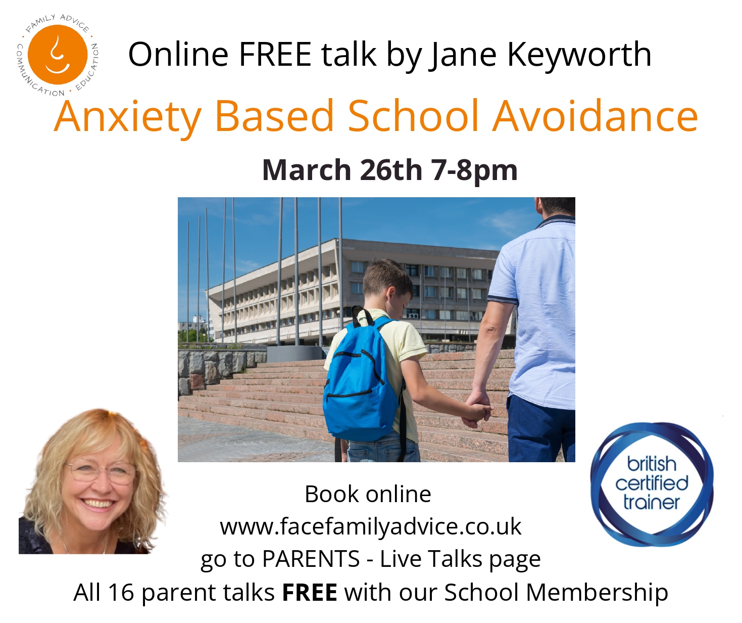Image of Online FREE talk - Anxiety Based School Avoidance