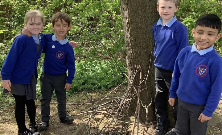 Holy Family, Year 1 pupils with their amazing homemade dens