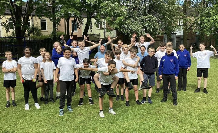 Holy Family, Year 6 pupils, celebrating after completing their SATs