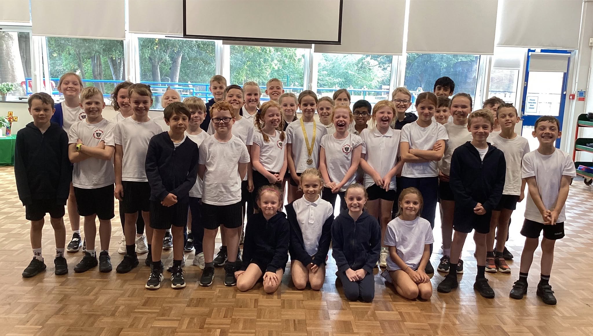 Holy Family Cross Country team after their outstanding performance at the Primary Schools Cross Country Event