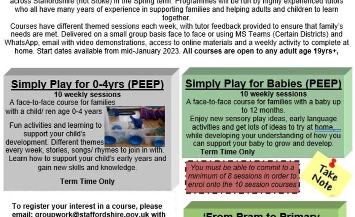 Image of Free courses delivered by Staffordshire County Council for young families