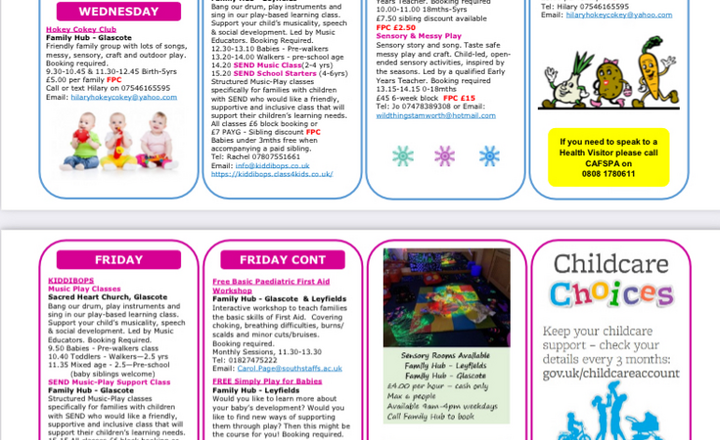 Image of Tamworth Family Hub Activities Timetable