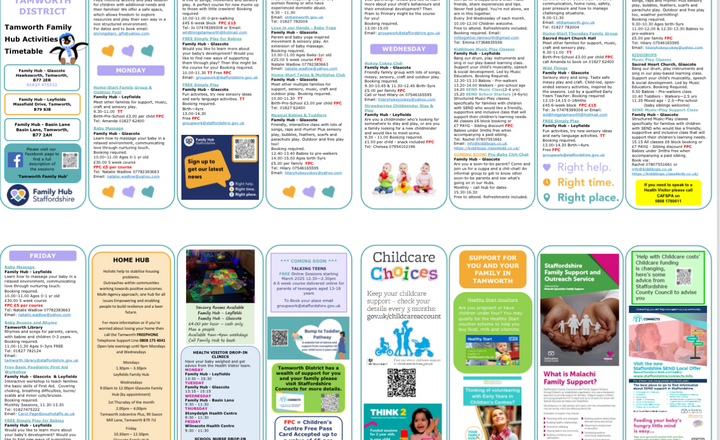 Image of Tamworth Family Hub Activities Timetable Winter Term 2025 V22