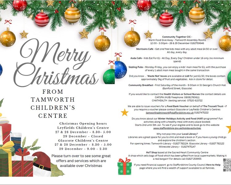 Image of Christmas Flyer from Tamworth Children's Centre