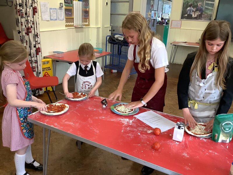 Image of Pizza making in cookery club