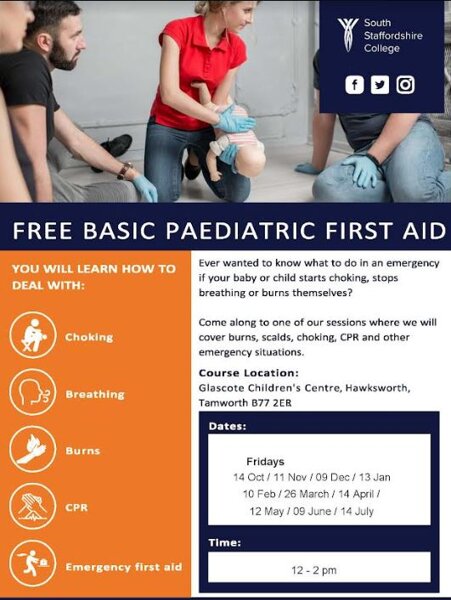Image of Free Paediatric First Aid at Glascote Children's Centre, Tamworth