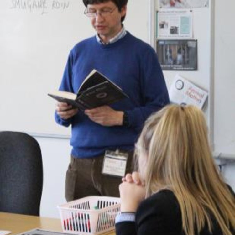 Image of Author visits English students