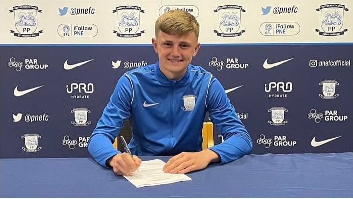 Image of Fifth Year pupil, Tom, signs for PNE on 2 year scholarship! 