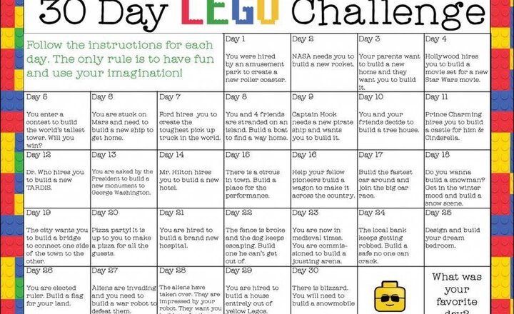 Image of Get creative with the 30 day Lego challenge!