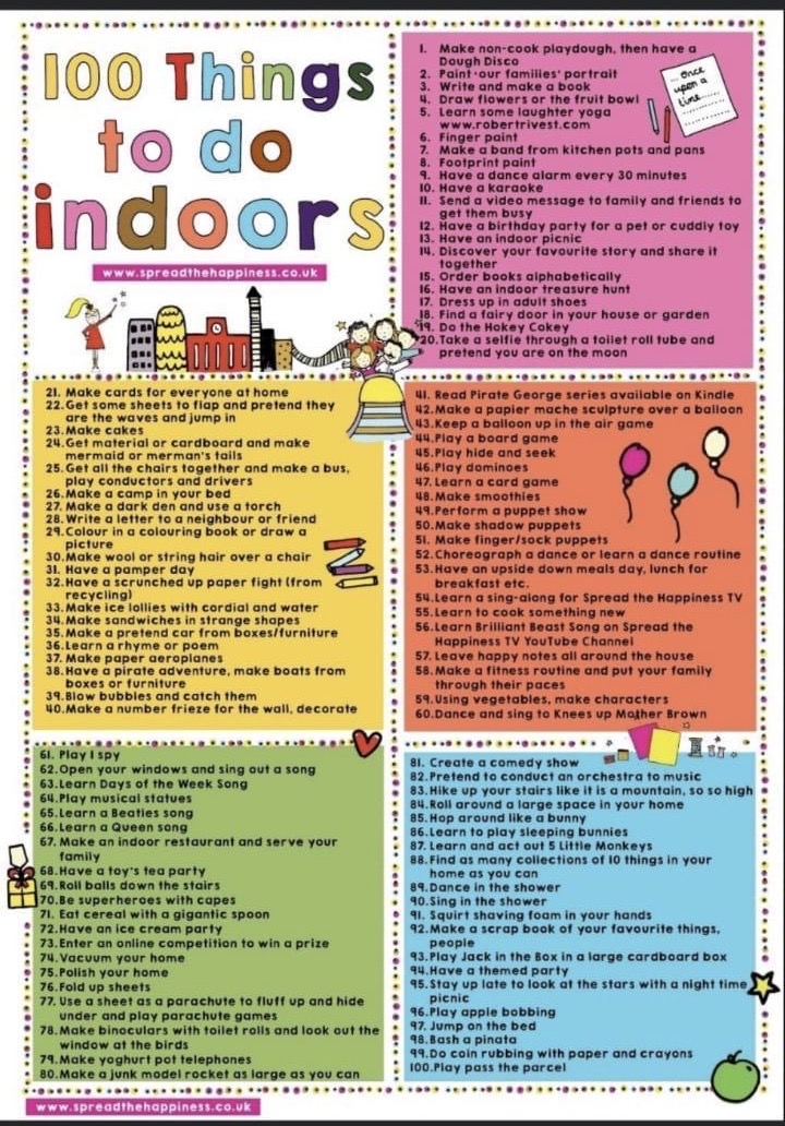 Image of 100 Things to do indoors!