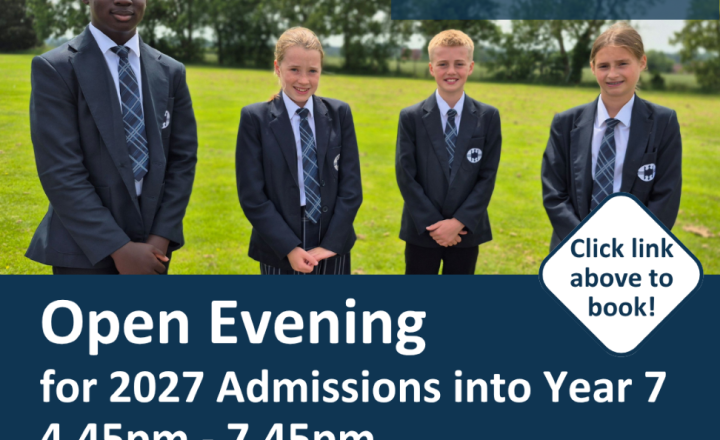 Image of Open Evening for Year 7 Admissions 2027 Thursday October 1st 4.45 - 7.45