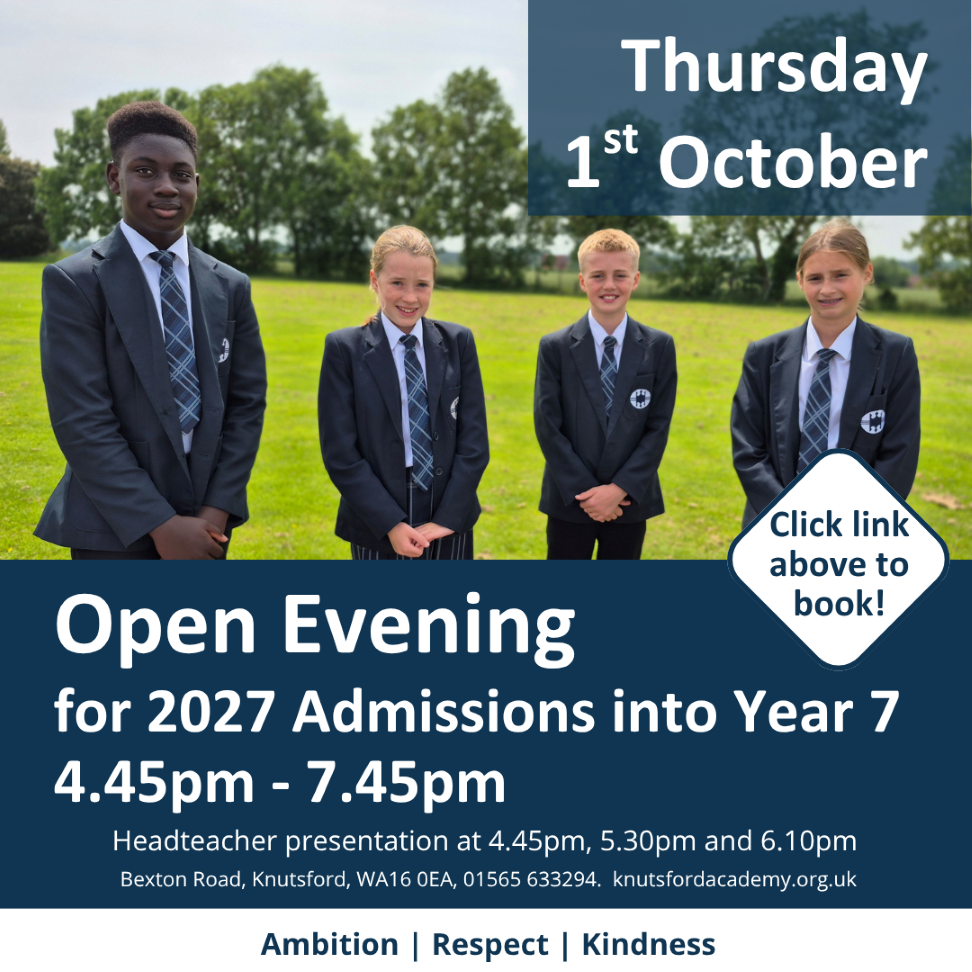 Image of Open Evening for Year 7 Admissions 2027 Thursday October 1st 4.45 - 7.45