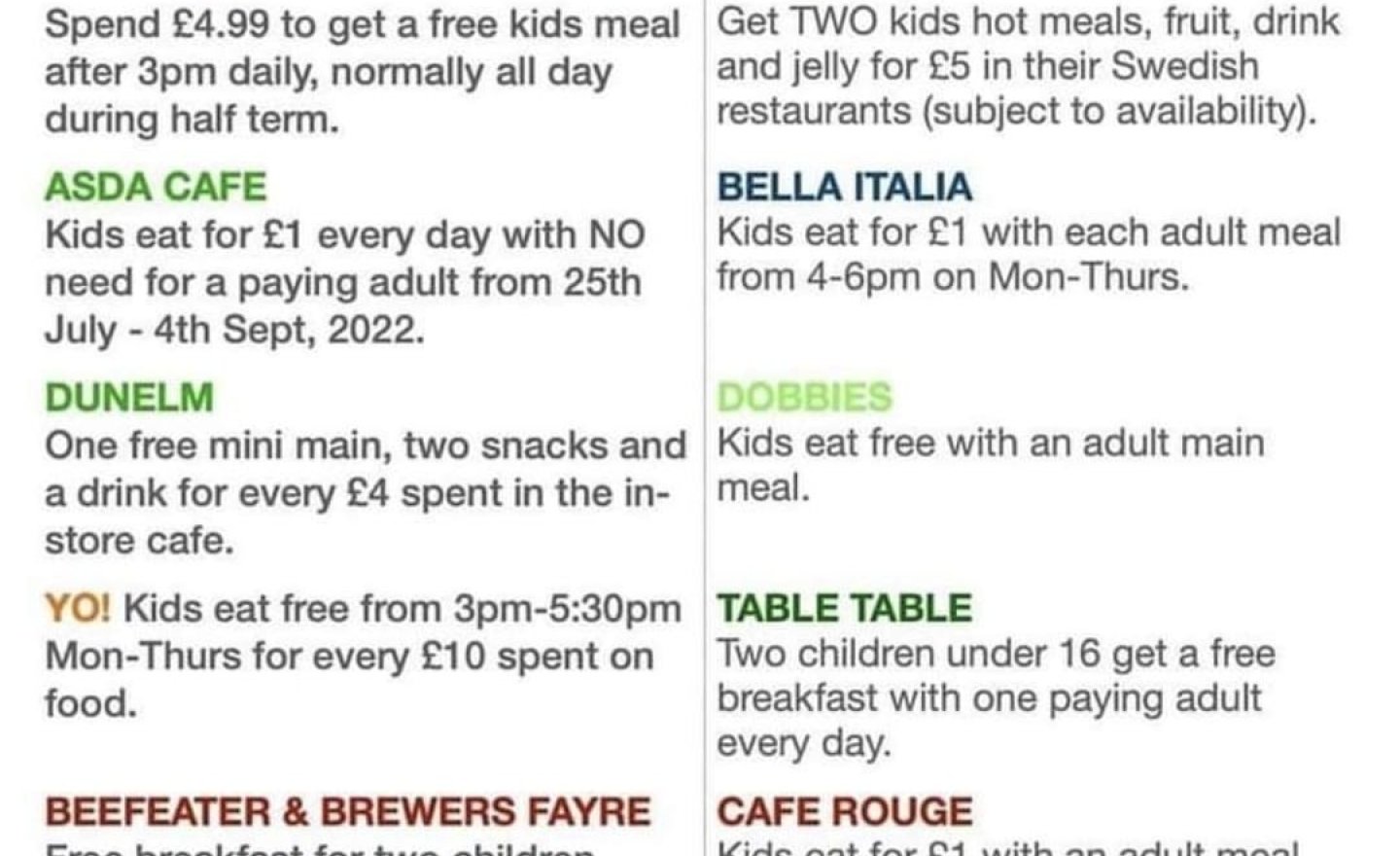 Image of Kids Eat Free during Summer 2022