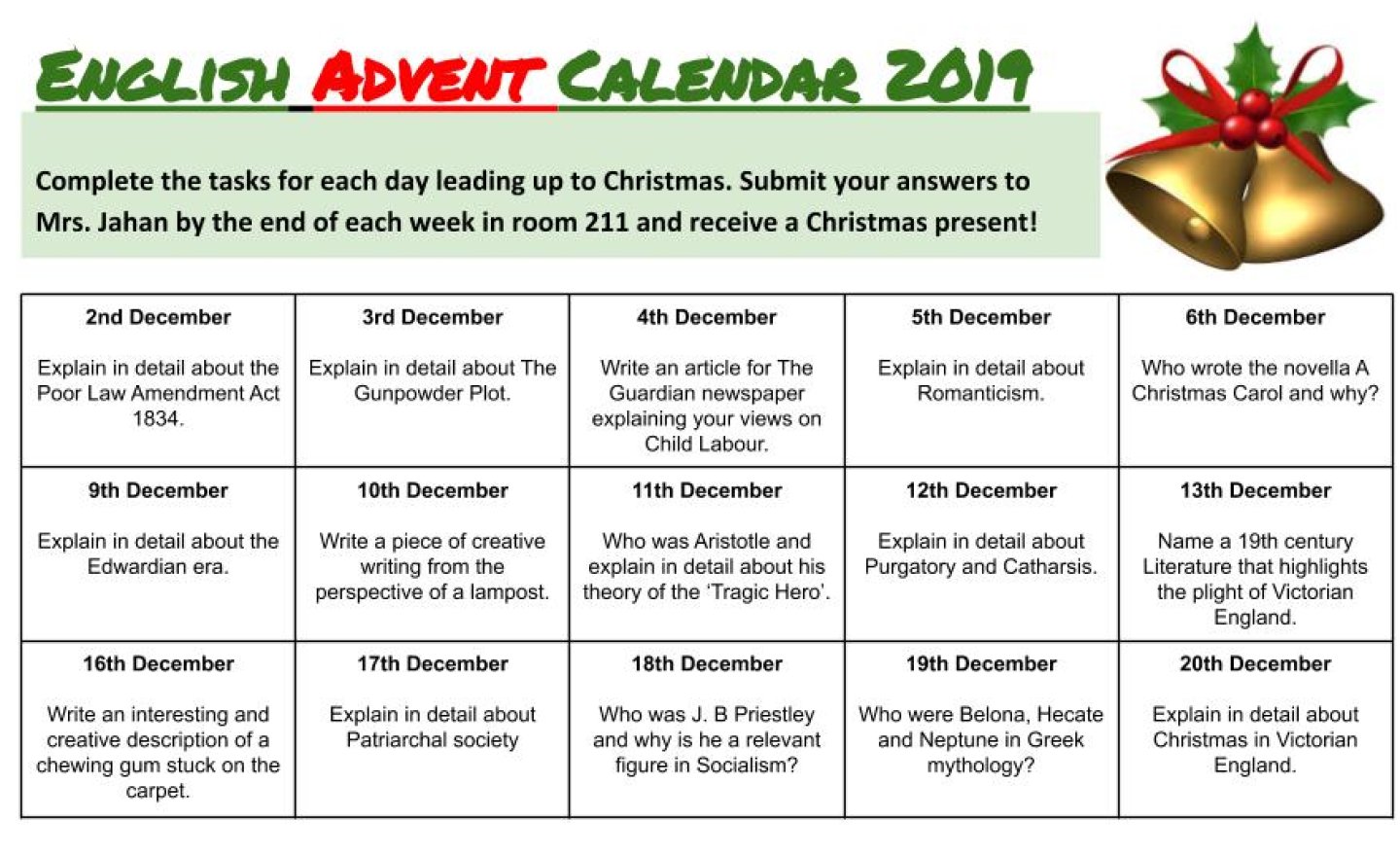 Image of English Advent Calendar 2019