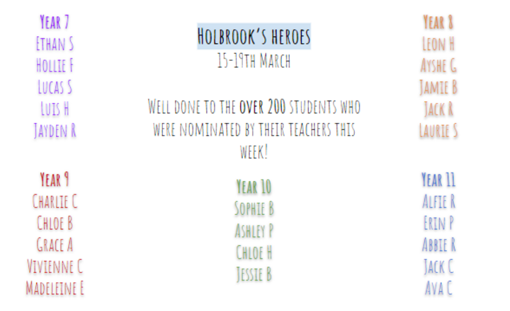 Image of Holbrook's heroes 15-19th March