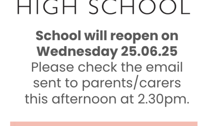 Image of School reopening Wednesday 25.06.25
