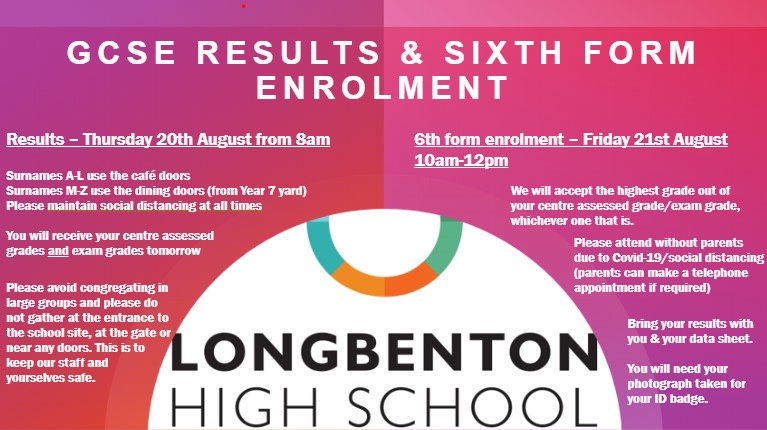 Image of GCSE Results & Sixth Form Enrolment 2020