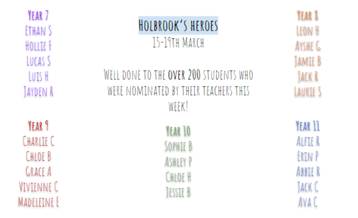 Image of Holbrook's heroes 15-19th March