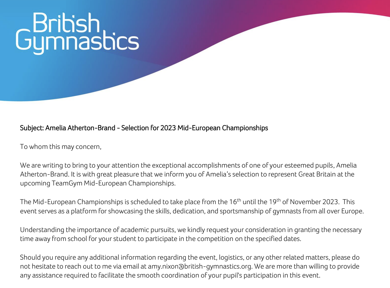 Image of Sixth Form Success in British Gymnastics